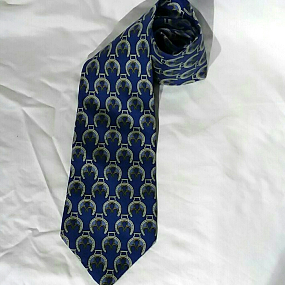 Vtg XL Fumagalli 1891 Equestrian silk tie Spain 4x59" Handmade Mint